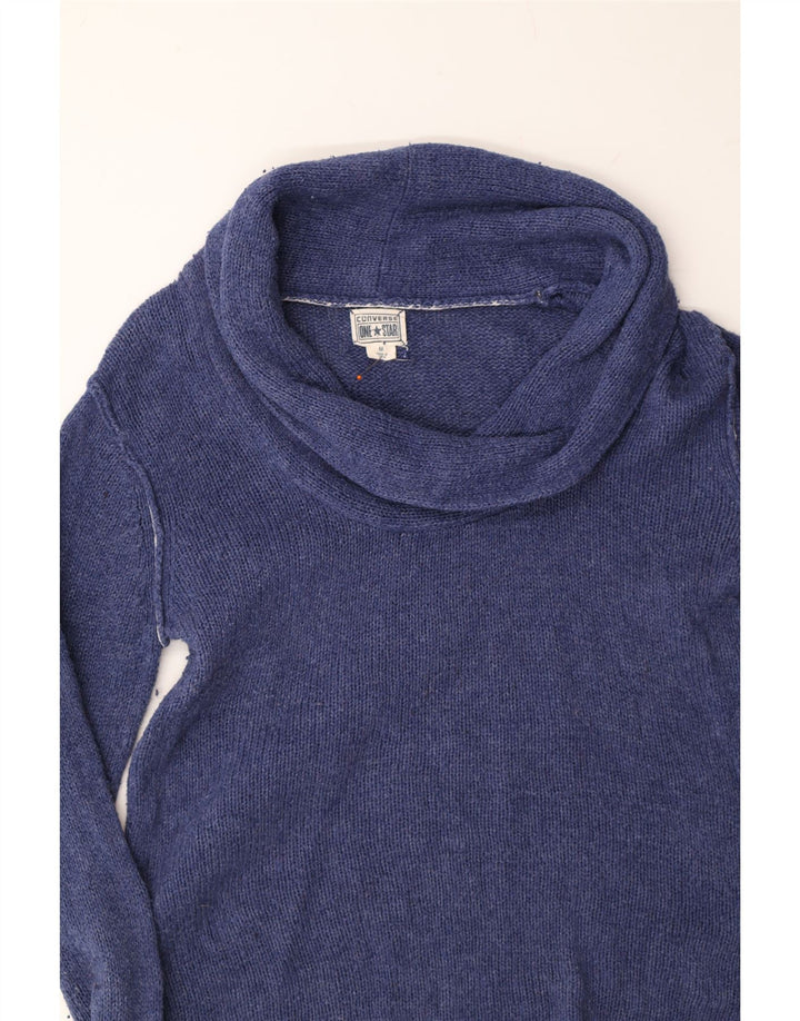 CONVERSE Womens Roll Neck Jumper Sweater UK 14 Medium Navy Blue Ramie Vintage Converse and Second-Hand Converse from Messina Hembry 