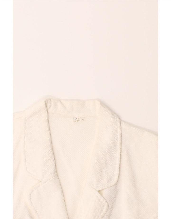 VINTAGE Womens Short Sleeve Blazer Jacket IT 42 Medium White Vintage Vintage and Second-Hand Vintage from Messina Hembry 