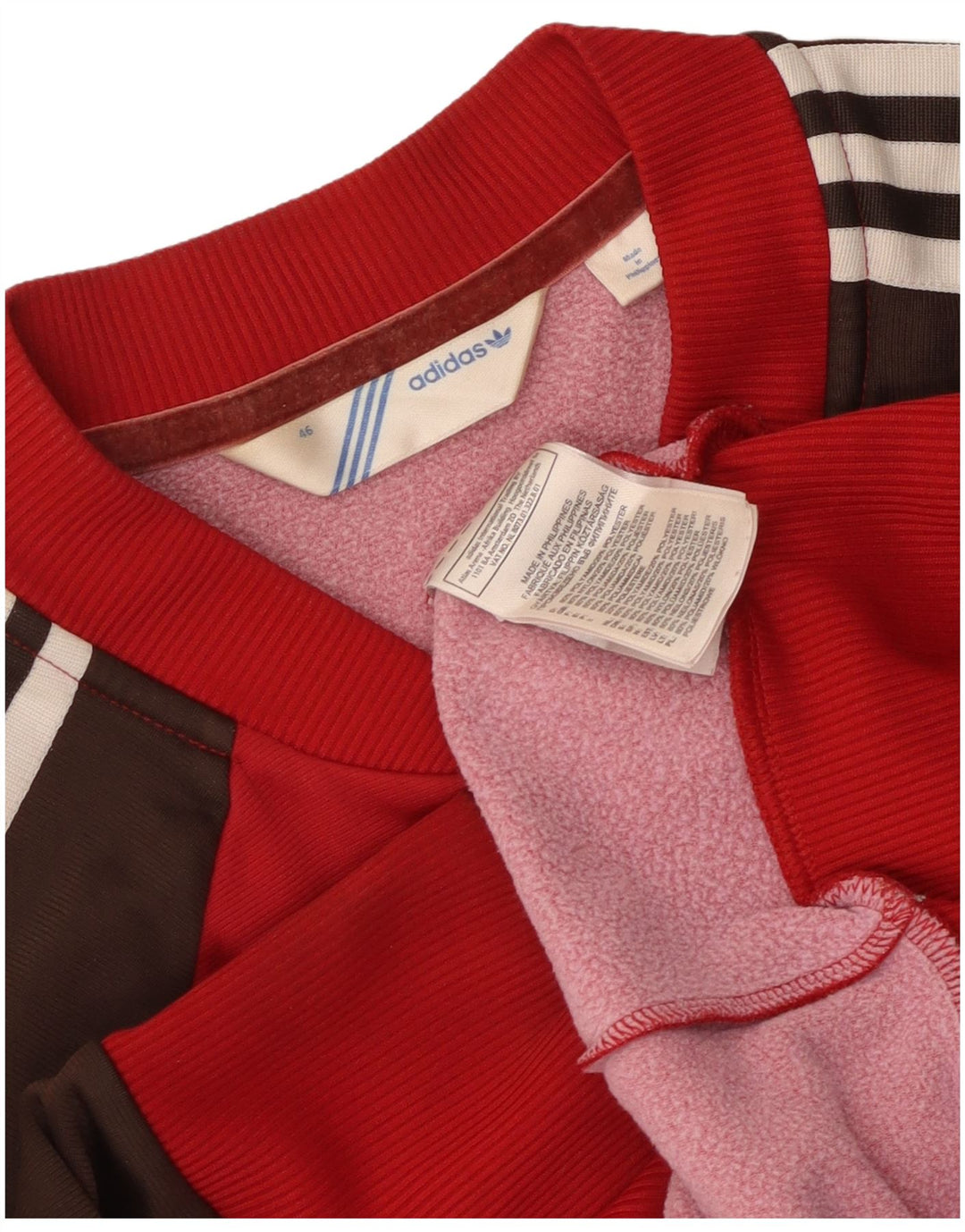 Damska kurtka dresowa Adidas IT 46, duża, czerwona, blokowa, poliamidowa