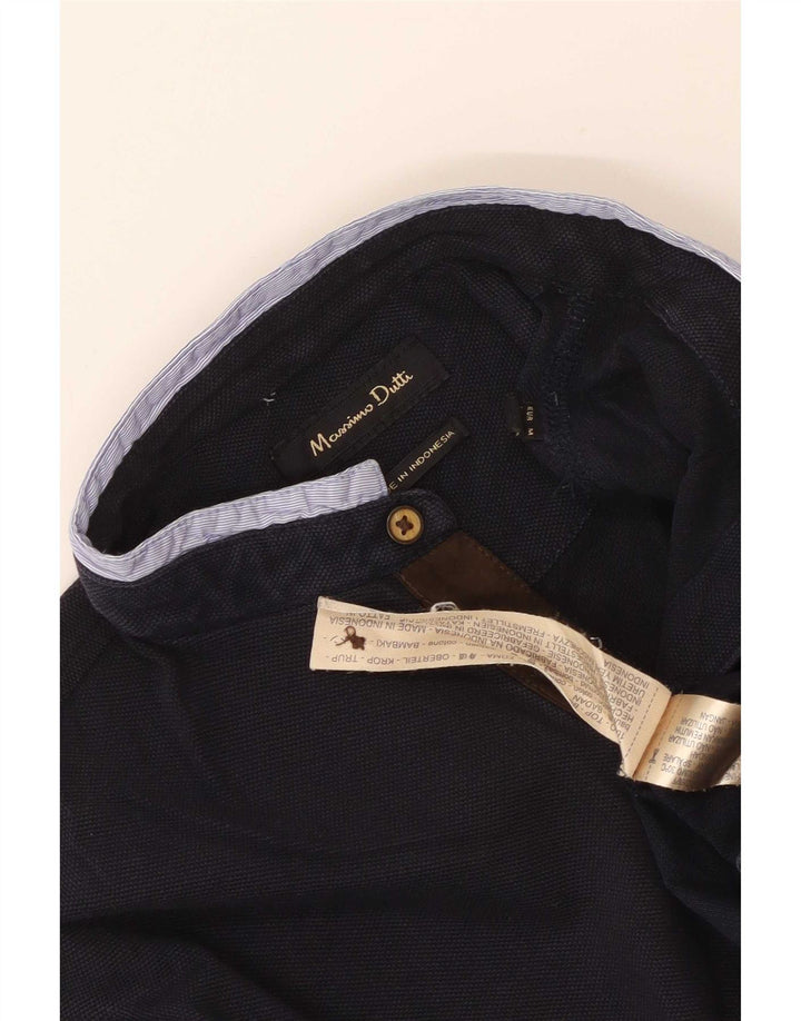 Męski top Massimo Dutti z długim rękawem, średni granatowy, bawełniany
