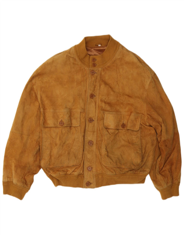 Vintage męska zamszowa kurtka bomber IT 54 2XL brązowa skóra