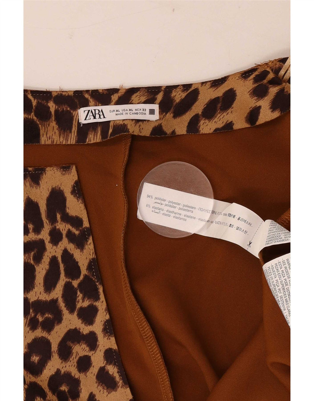 Płaszcz damski Zara Open UK 18 XL, brązowy, poliester z nadrukiem zwierzęcym