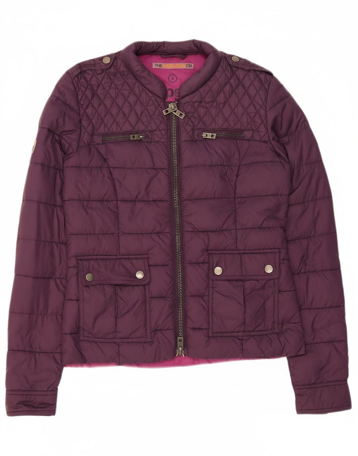 SUPERDRY Womens Military Padded Jacket UK 10 Small Purple Nylon