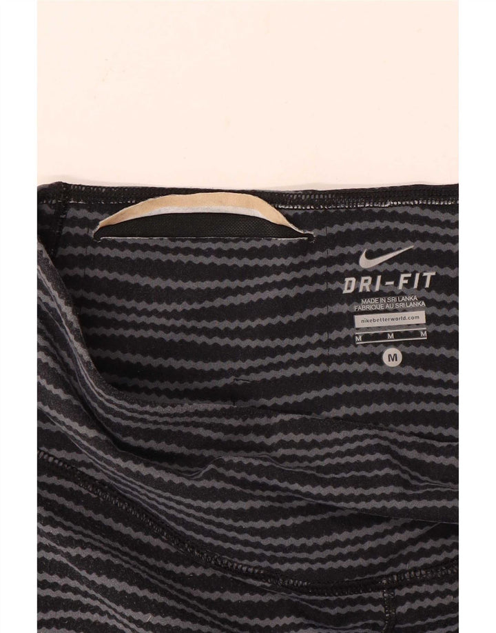 Damskie legginsy Nike Dri Fit UK 14, średnie czarne paski