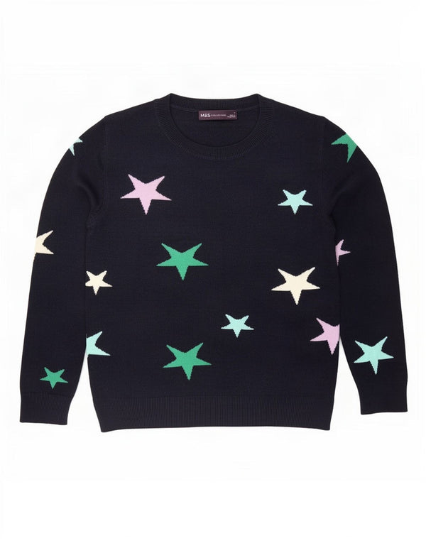 Marks & Spencer Damski sweter z okrągłym dekoltem, UK 8, mały, granatowy