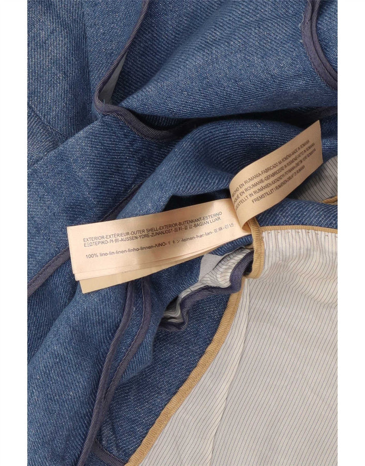 Damska marynarka zapinana na 1 guzik Massimo Dutti EU 38 Small Blue Linen