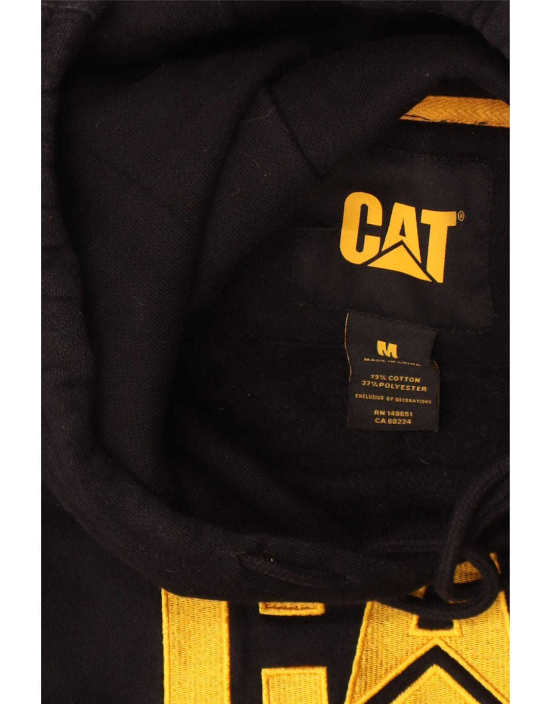 Męski sweter z kapturem Caterpillar z grafiką, średniej wielkości, czarny, bawełniany