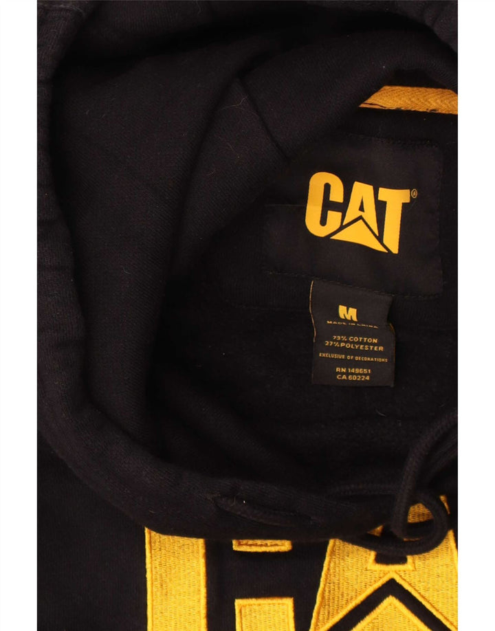 Męski sweter z kapturem Caterpillar z grafiką, średniej wielkości, czarny, bawełniany