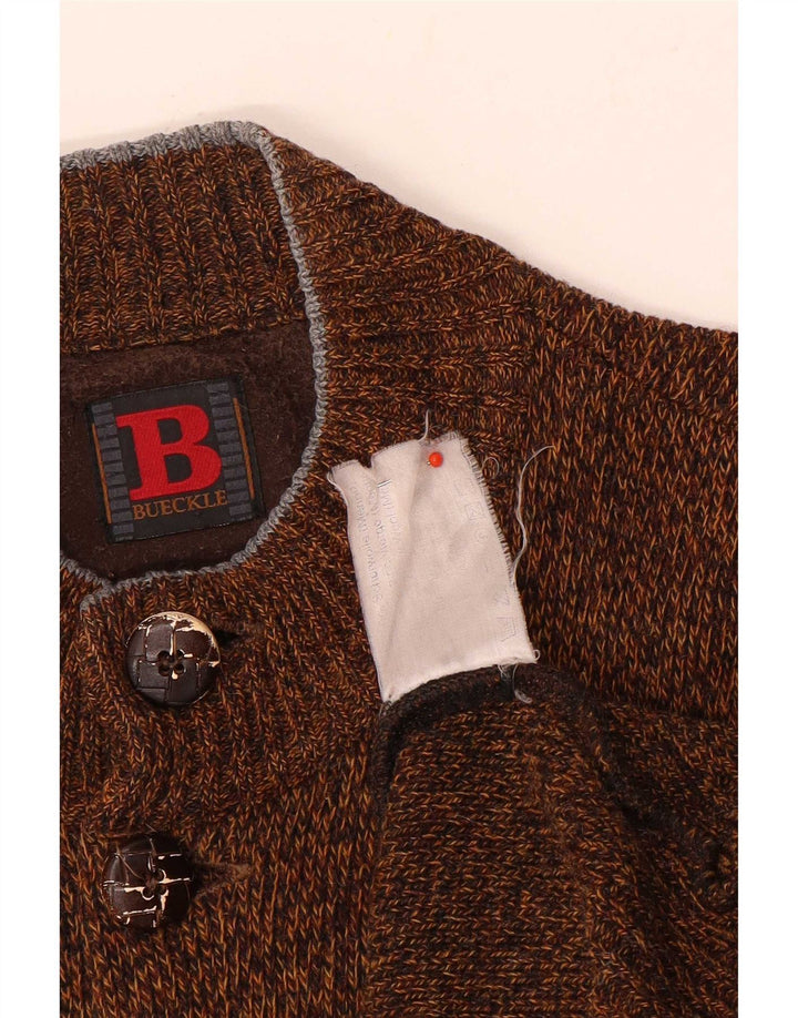 Sweter męski Bueckle, duży, brązowy, nakrapiany wełniany