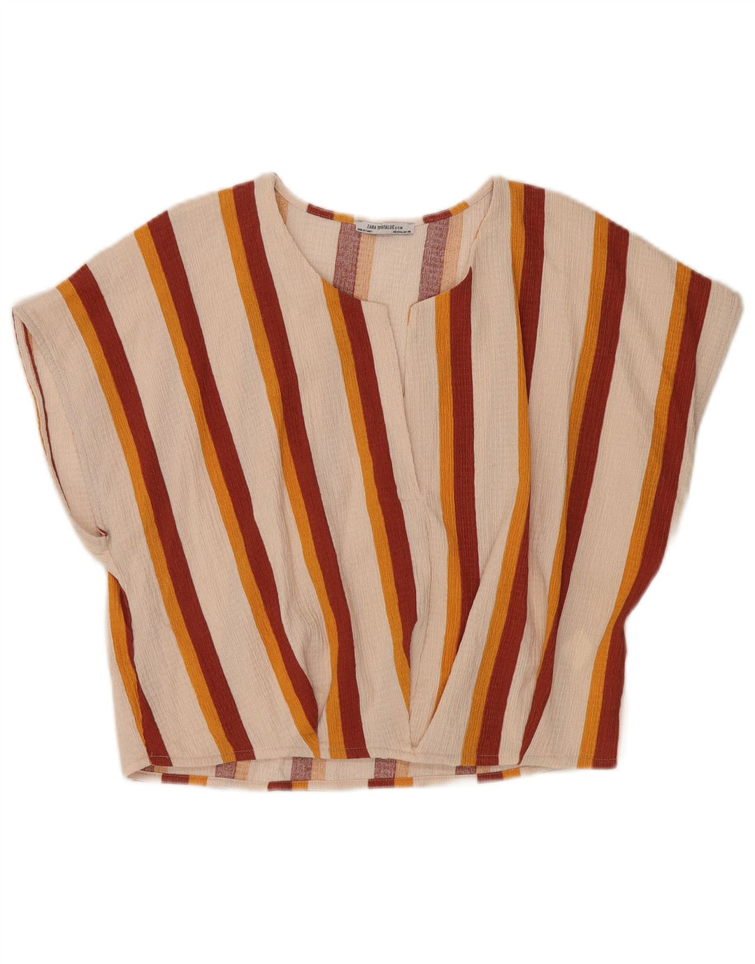 Damska bluzka Zara Trafaluc Top UK 14 z poliestru w duże złamane białe paski