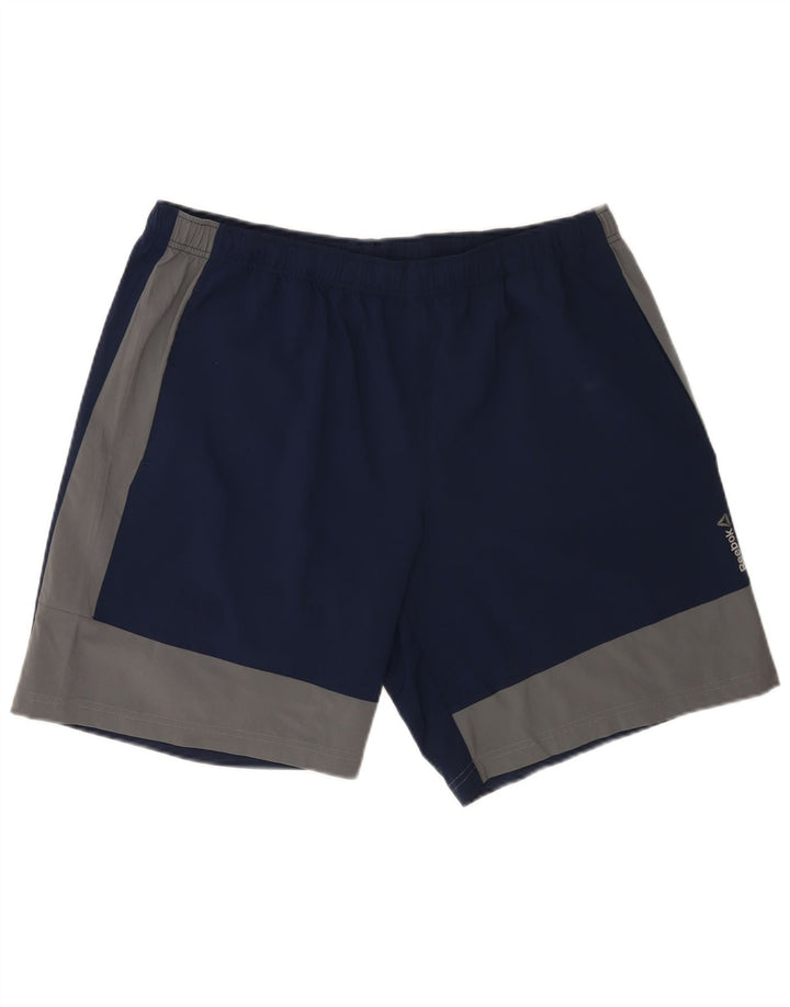 Męskie spodenki sportowe Reebok XL, granatowe, z blokami kolorów, poliestrowe