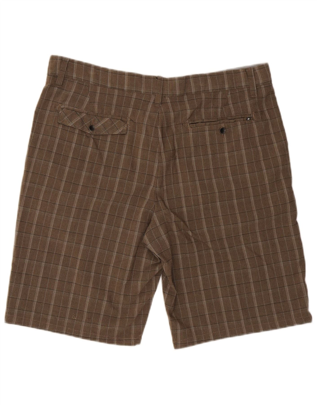 Męskie spodenki chino Hurley W36, duże, brązowe, poliestrowe w kratę