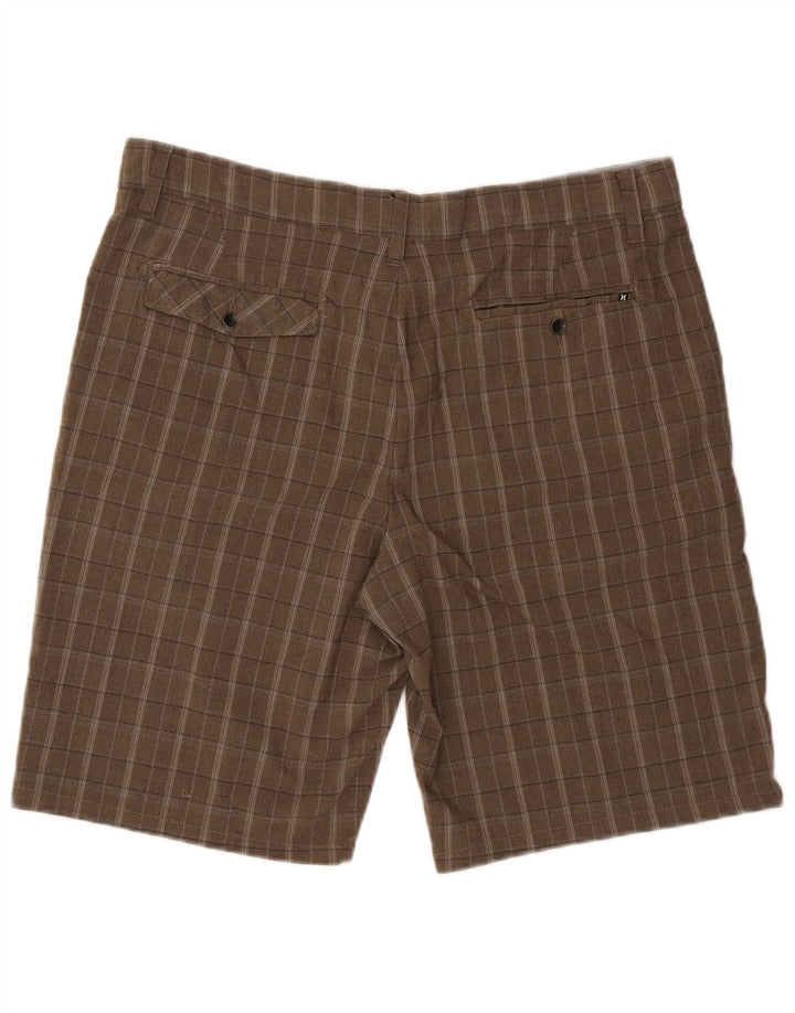 Męskie spodenki chino Hurley W36, duże, brązowe, poliestrowe w kratę