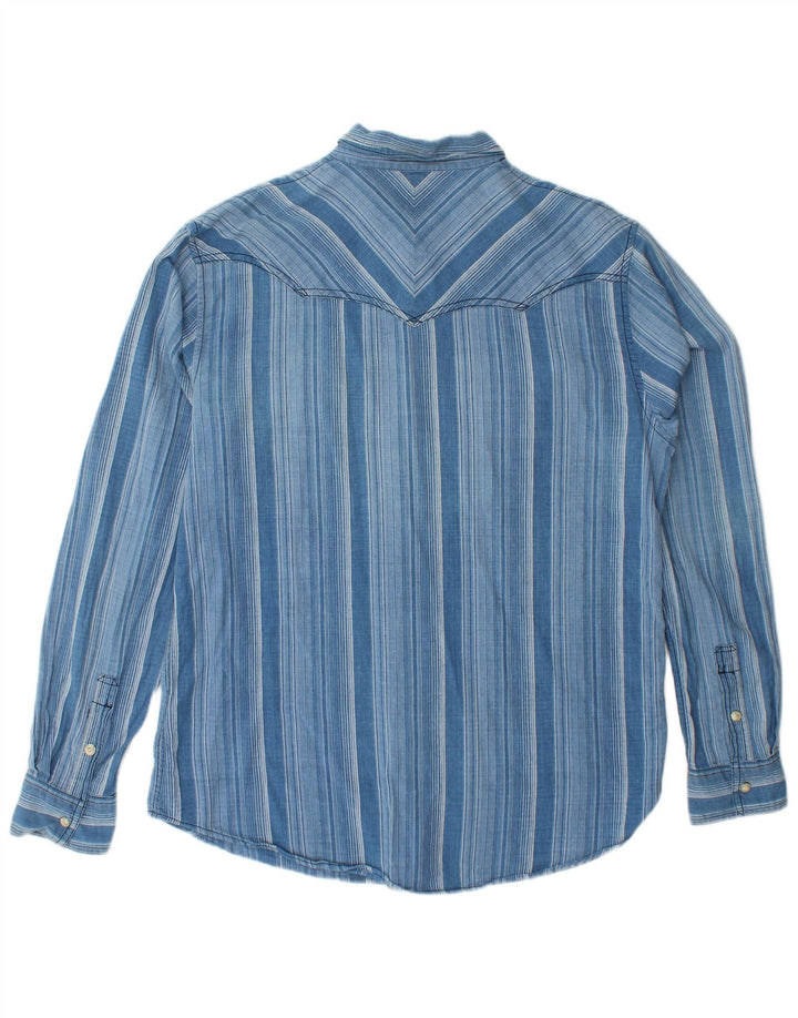 WRANGLER Męska koszula flanelowa o regularnym kroju, duża, bawełniana w niebieskie paski