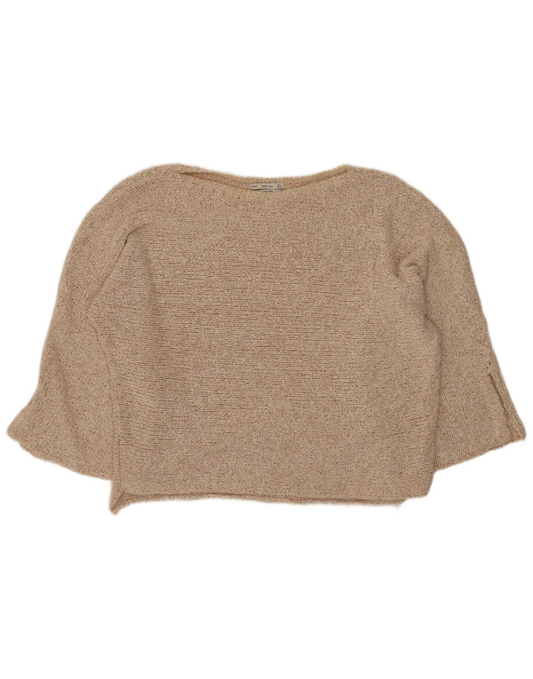 Damski sweter Zara Crop Oversize z dekoltem w łódkę UK 14 Średni Beż