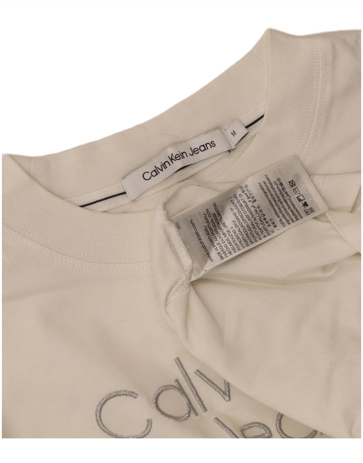 T-shirt damski Calvin Klein Jeans Crop Graphic Top UK 14 Średni biały