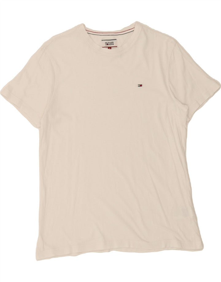 TOMMY HILFIGER Mens T-Shirt Top Small White Cotton Vintage Tommy Hilfiger and Second-Hand Tommy Hilfiger from Messina Hembry 