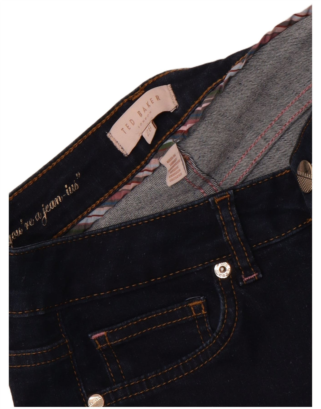 Damskie jeansy slim Ted Baker W28 L26 Granatowe w kwiaty