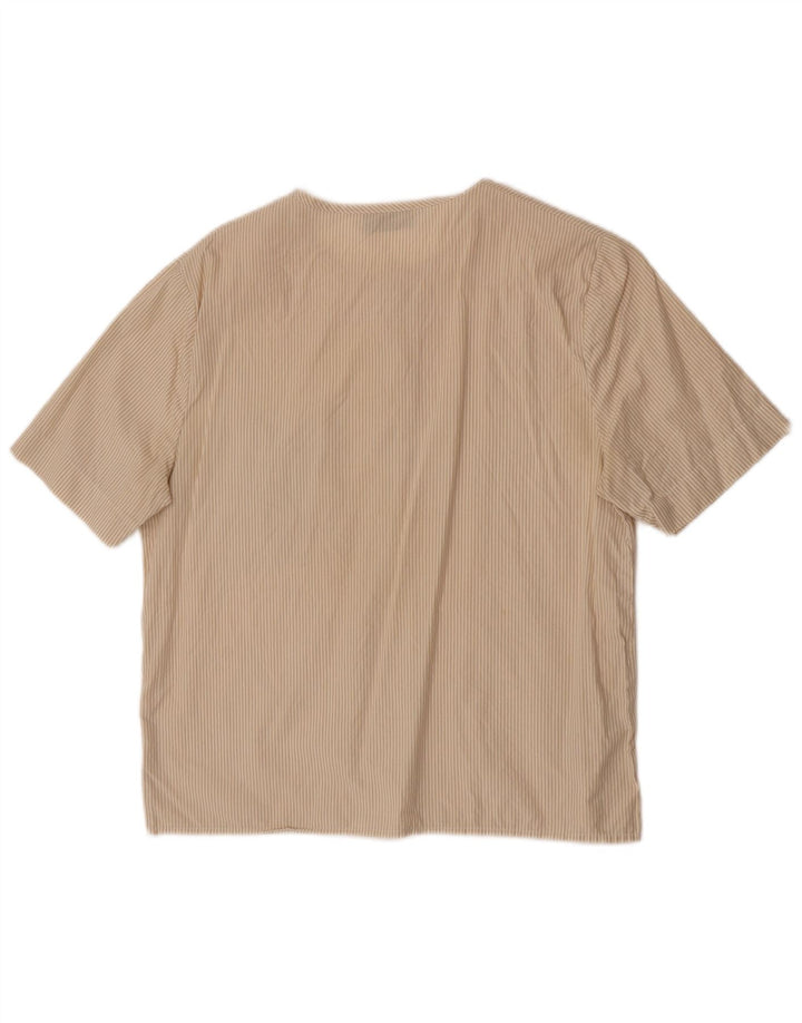 Damska bluzka koszulowa z krótkim rękawem Maurice Abot UK 14 w kolorze średniego beżu w prążki