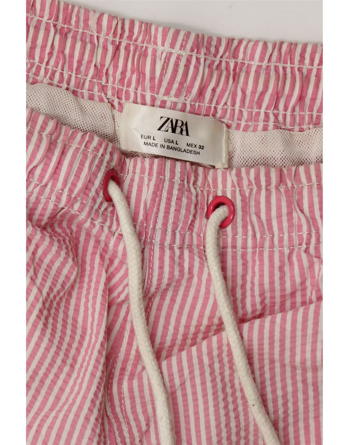 Męskie spodenki kąpielowe Zara duże W34 w różowe paski