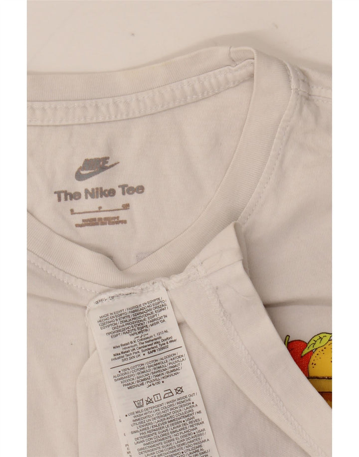 Męski T-shirt z grafiką Nike, mały, biały, bawełniany