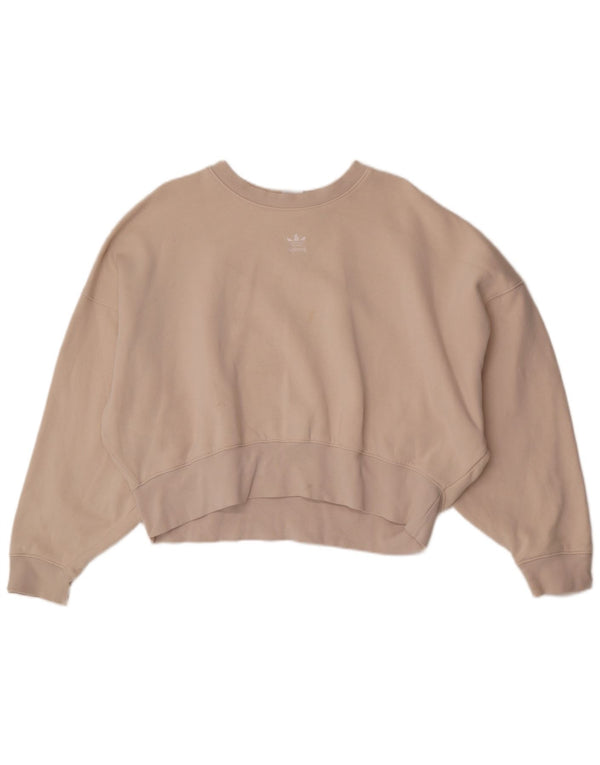 Damska bluza Adidas Crop Oversized Sweter UK 10 Mała biała bawełniana