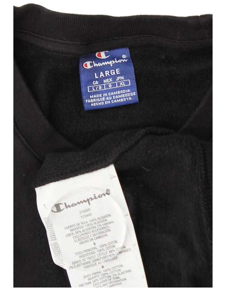 Męski sweter z grafiką Champion, duży, czarny, bawełniany