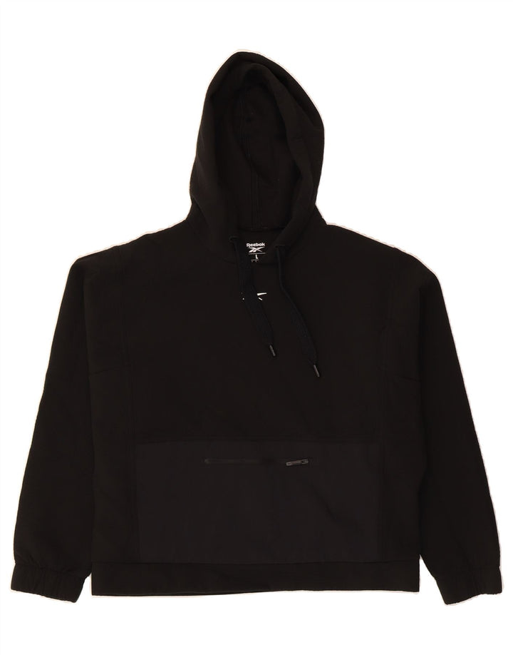 REEBOK Womens Hoodie Jumper UK 16/18 Large Black Polyester Vintage Reebok and Second-Hand Reebok from Messina Hembry 