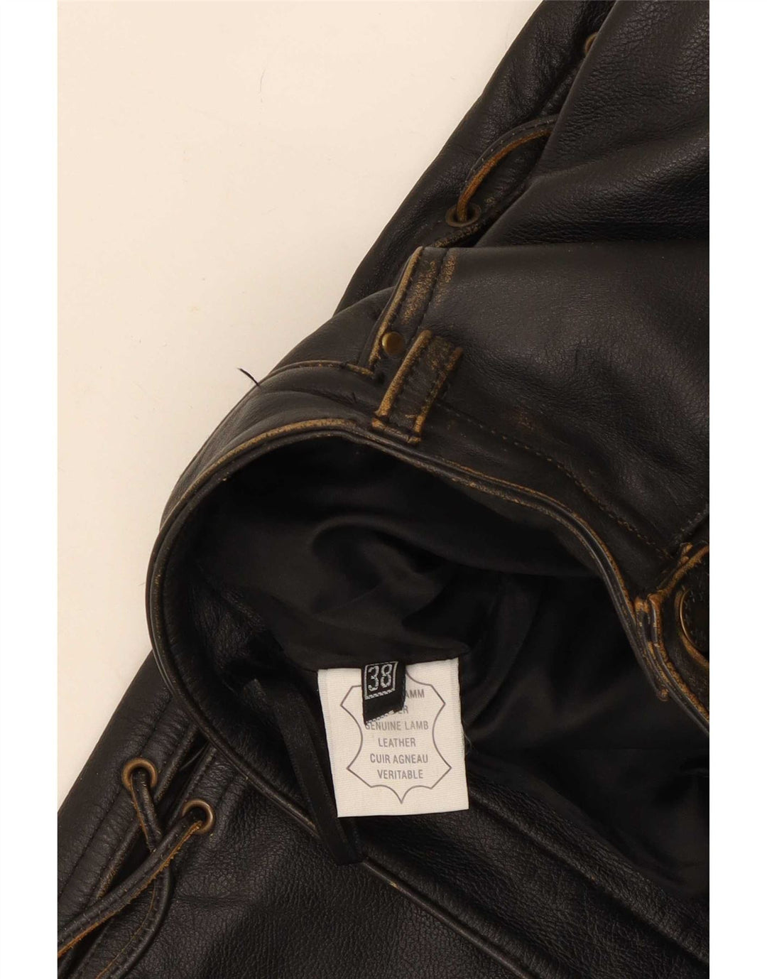 Vintage damskie proste skórzane spodnie EU 38 Medium W30 L28 Black