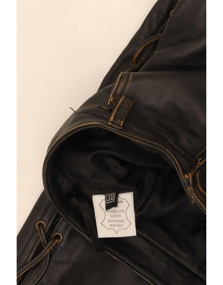 Vintage damskie proste skórzane spodnie EU 38 Medium W30 L28 Black