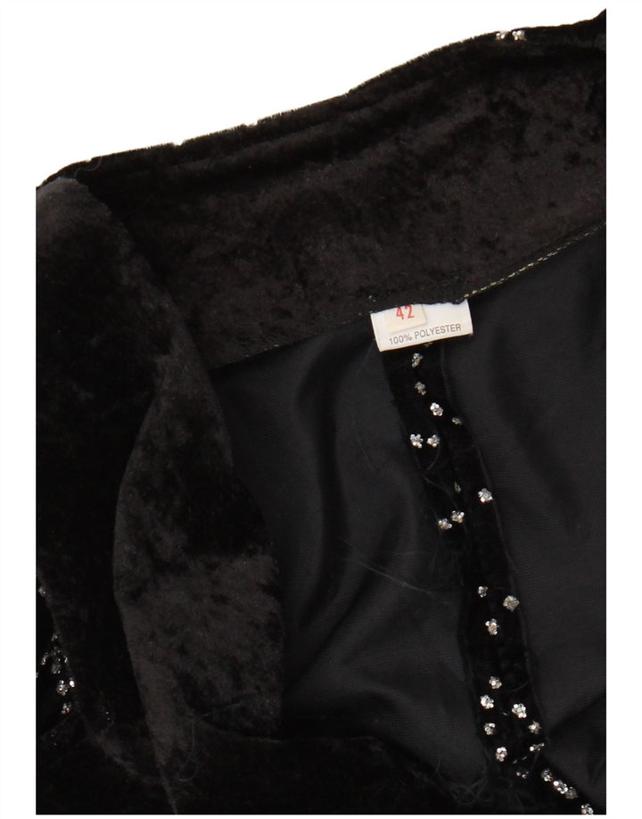 VINTAGE Damska marynarka frakowa w abstrakcyjny wzór IT 42 Średnia czerń