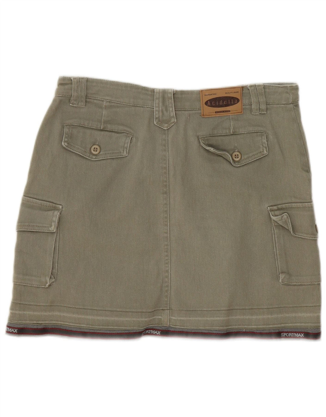 Vintage damska spódnica Mini Cargo IT 44 Medium W30 Khaki, bawełna w paski