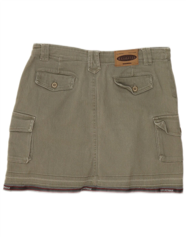 Vintage damska spódnica Mini Cargo IT 44 Medium W30 Khaki, bawełna w paski