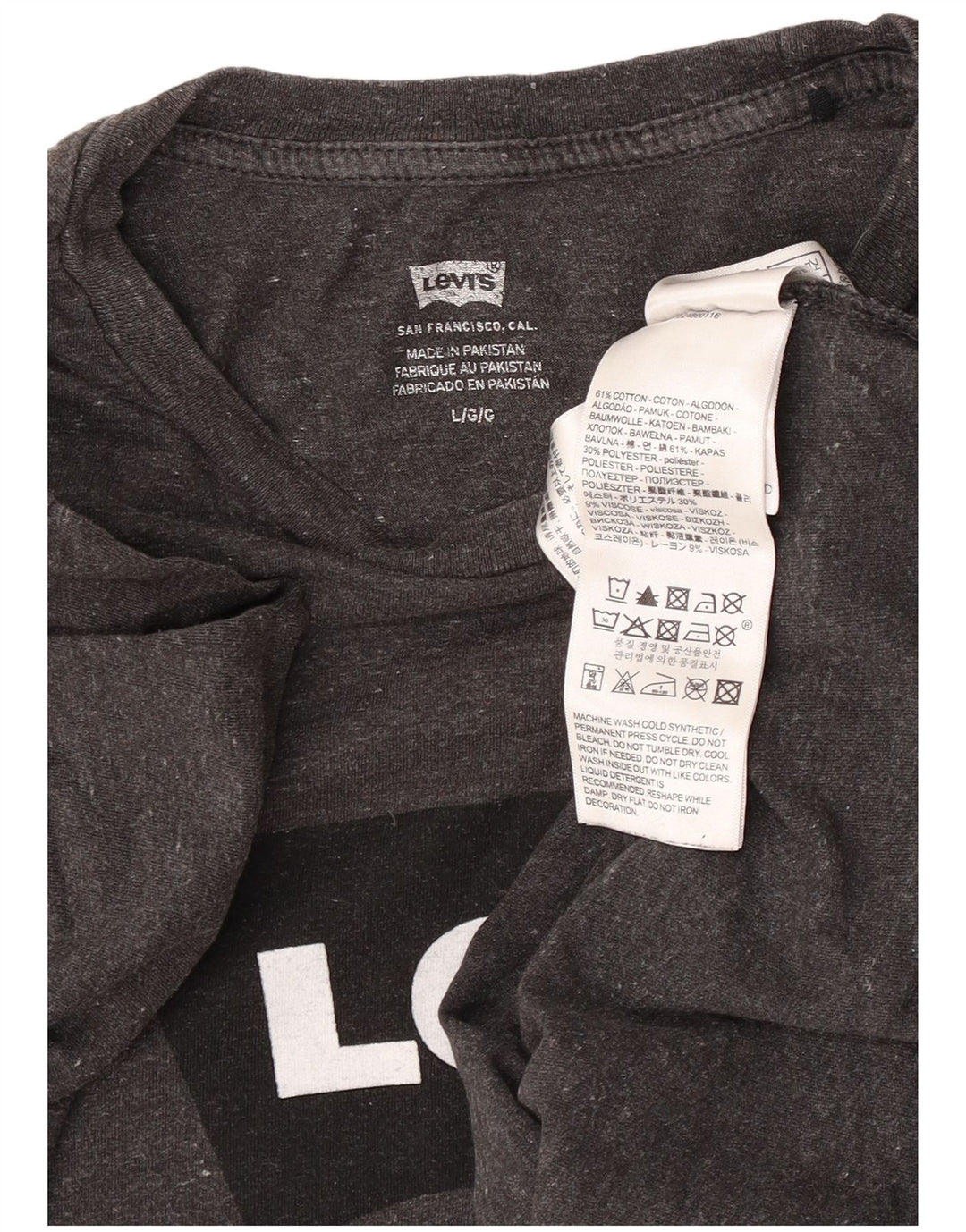 Męski T-shirt z grafiką Levi's, duży, szary, z bawełny w plamki