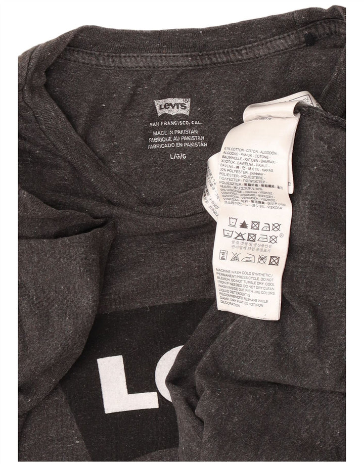 Męski T-shirt z grafiką Levi's, duży, szary, z bawełny w plamki