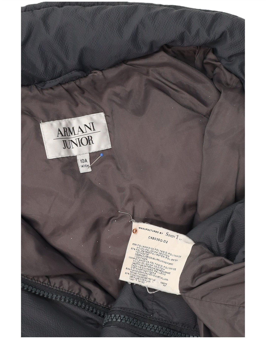 Wyściełana kurtka chłopięca z kapturem Armani Junior 9-10 lat, czarna, poliamid