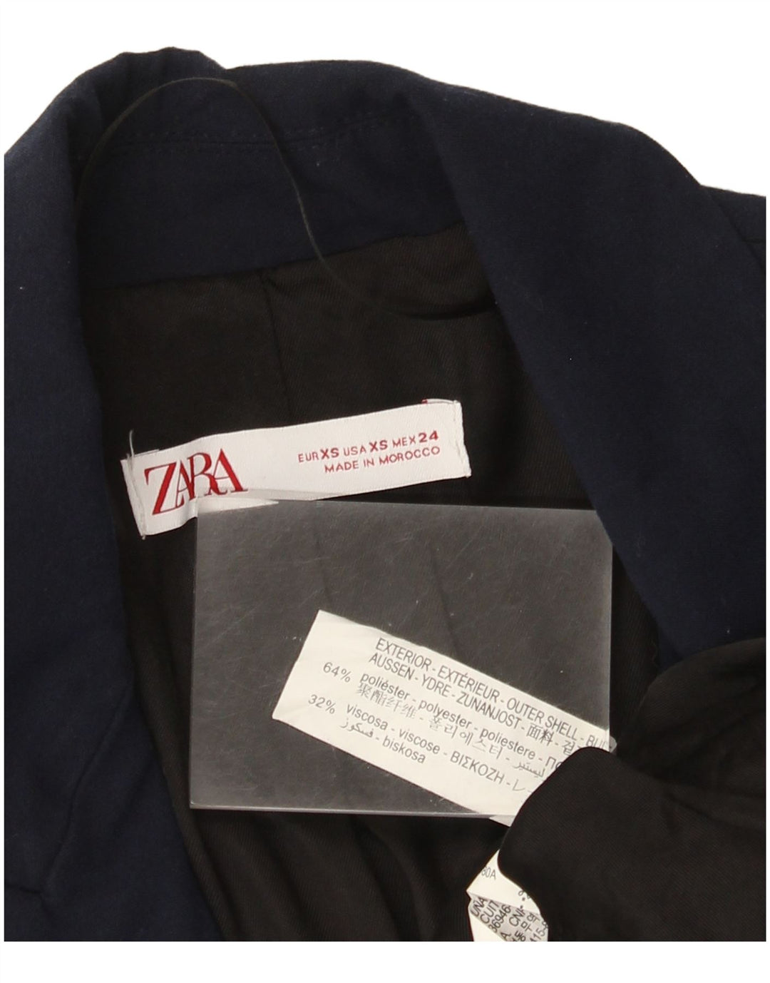 Damska marynarka Zara zapinana na 1 guzik UK 6 XS Granatowy poliester