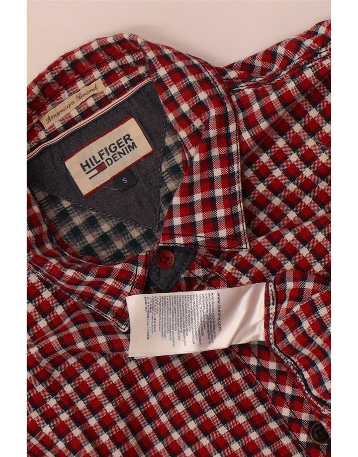 Koszula męska Tommy Hilfiger, mała, czerwona, bawełniana w kratkę