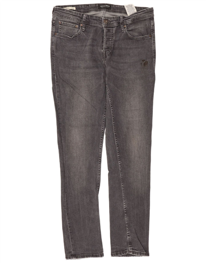 JACK & JONES Męskie jeansy GLENN Slim W32 L32 Szara bawełna