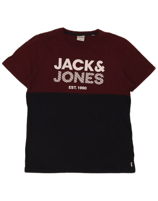Męski T-shirt z grafiką Jack & Jones, bawełniany top XL w kolorze bordowym