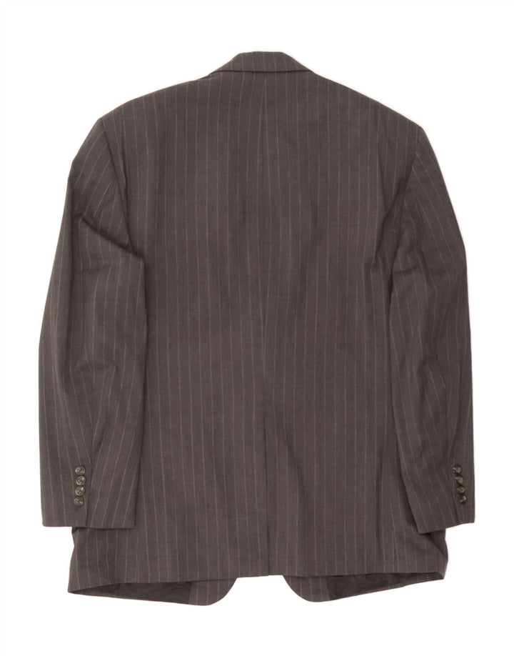 IZOD Mens 2 Button 3/4 Sleeve Blazer Jacket UK 42 XL Grey Pinstripe Vintage Izod and Second-Hand Izod from Messina Hembry 