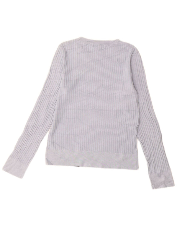 Damski sweter Calvin Klein Jeans z graficznym dekoltem w łódkę, UK 10, mały, niebieski