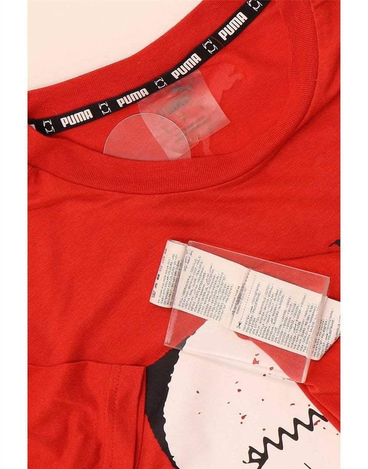 Męski T-shirt z grafiką Puma, mały, czerwony poliester