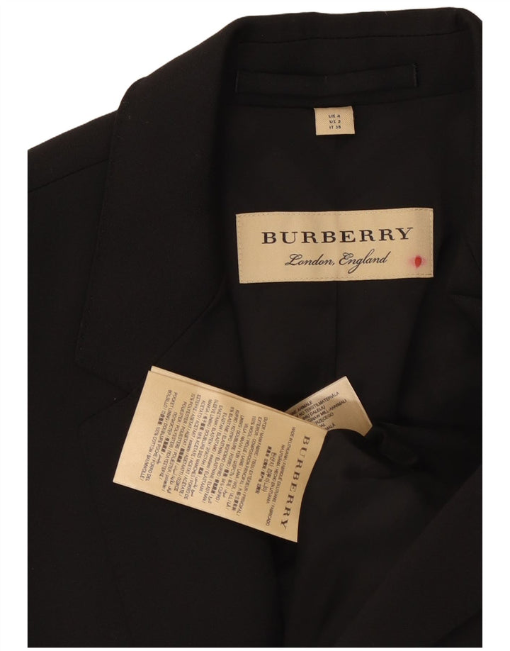 Damska marynarka zapinana na 1 guzik Burberry UK 4 XS Czarna wełniana klasyczna