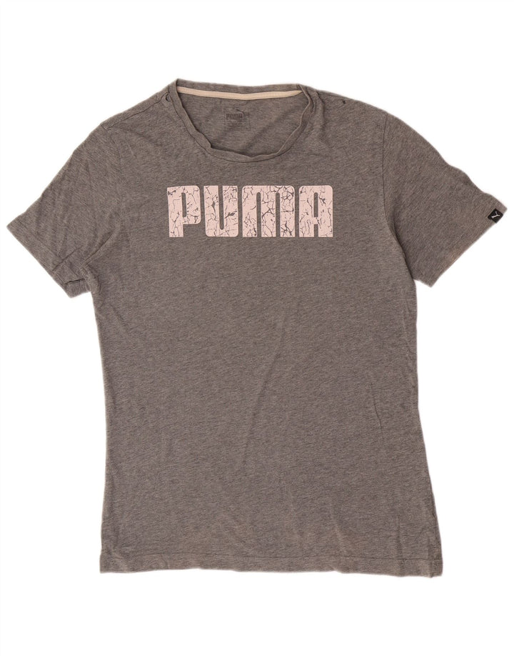 Męski T-shirt Puma z grafiką, mały, szary, bawełniany