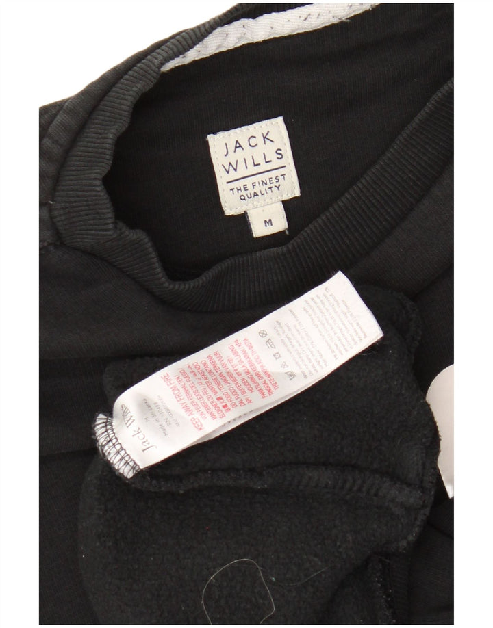 JACK WILLS Męski sweter z grafiką, średniej wielkości, czarny, bawełniany