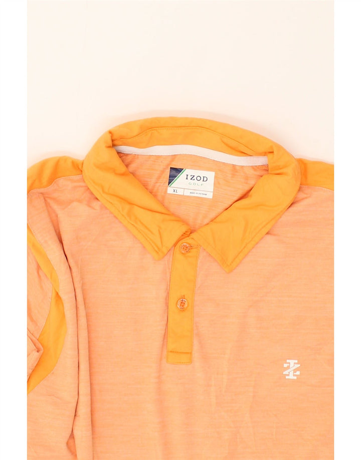 IZOD Mens Golf Polo Shirt XL Orange Flecked Polyester Vintage Izod and Second-Hand Izod from Messina Hembry 