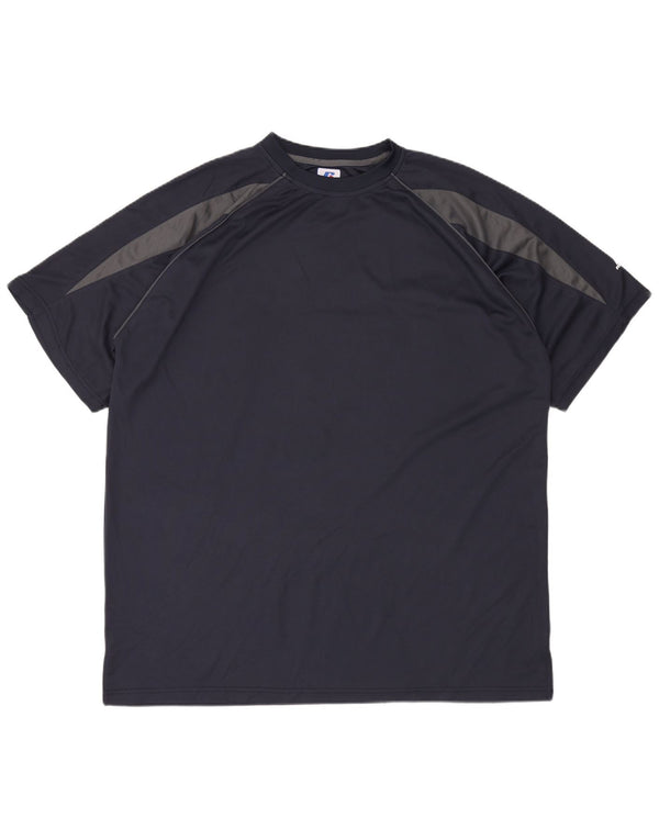 T-shirt męski RUSSELL ATHLETIC, wysoki, 2XL, granatowy, poliester z blokami kolorów