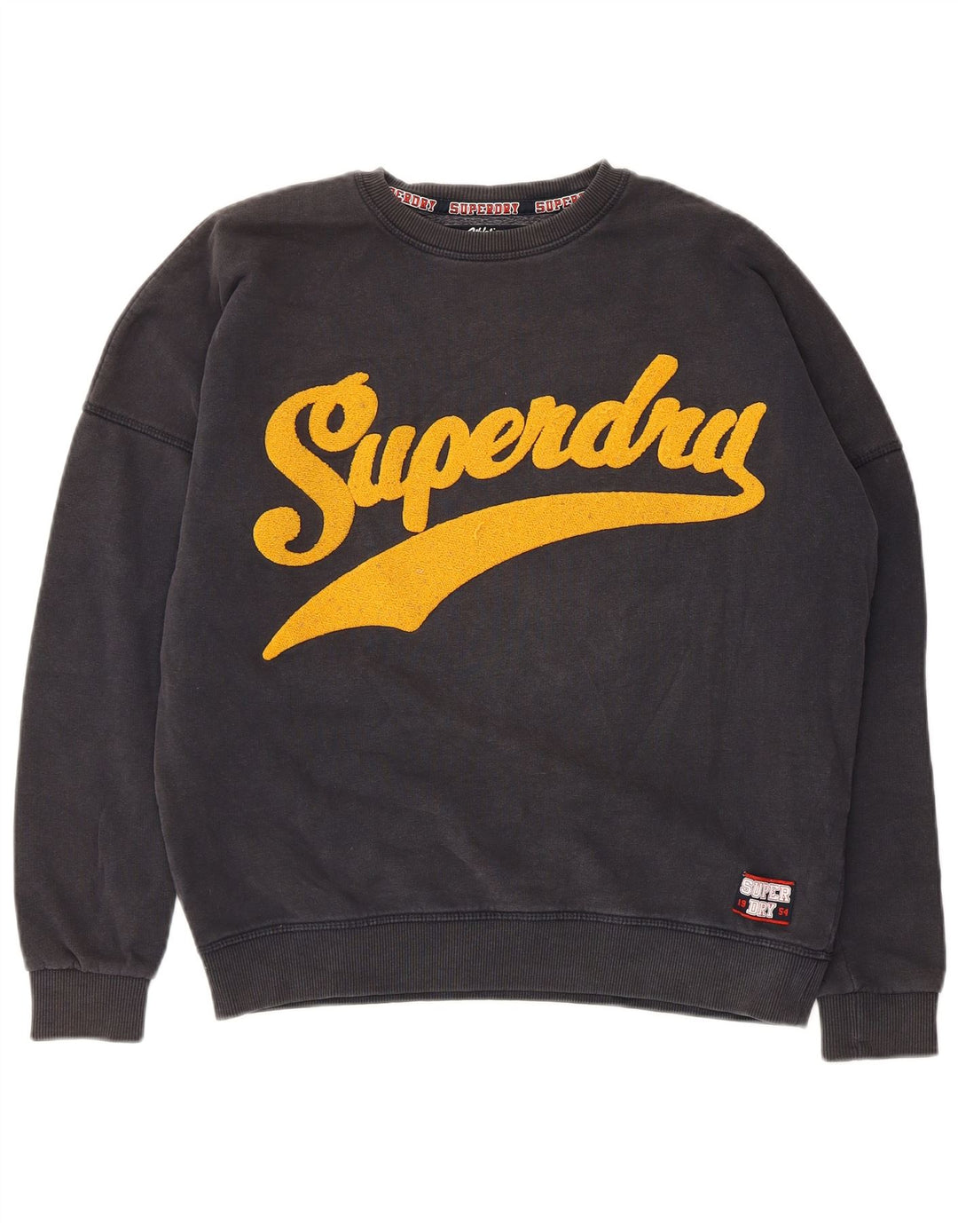 Męski sweter oversize Superdry z grafiką UK 8, mały, szary, bawełniany