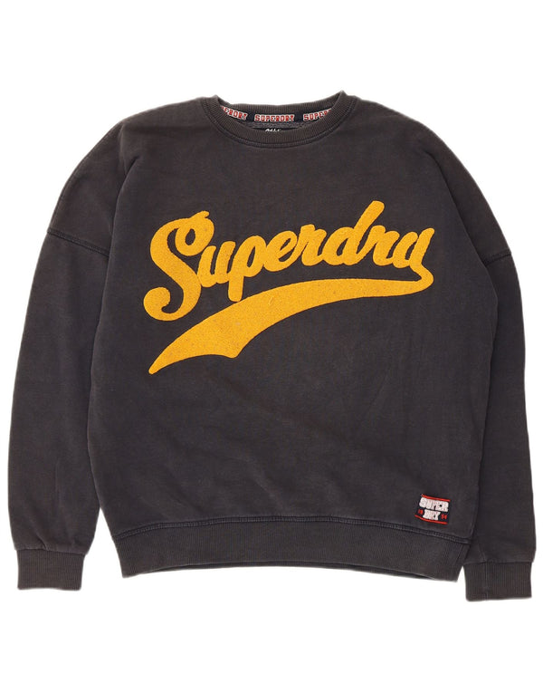 Męski sweter oversize Superdry z grafiką UK 8, mały, szary, bawełniany